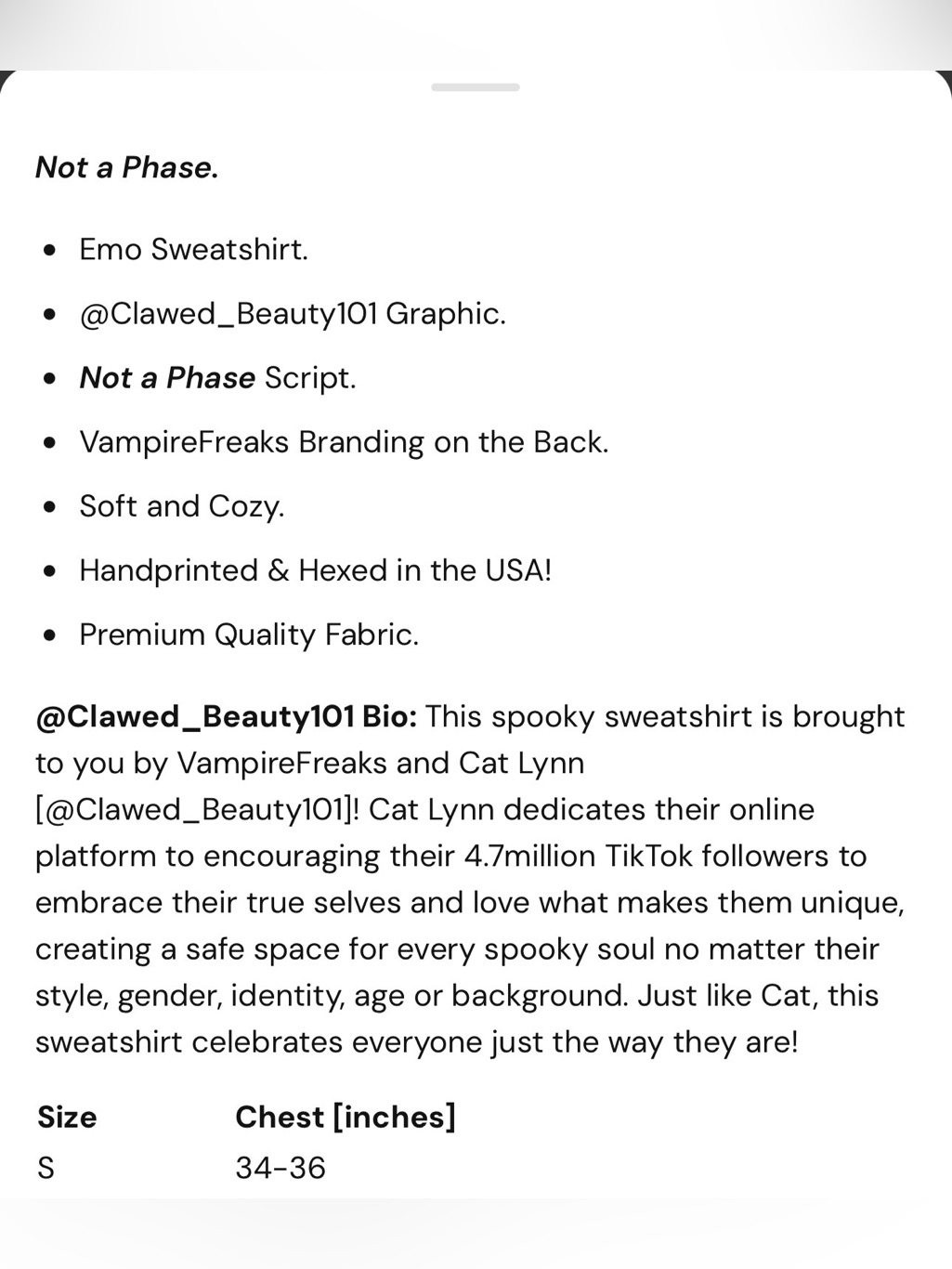Vampirefreaks Not A Phase Sweatshirt — image 6 of 6